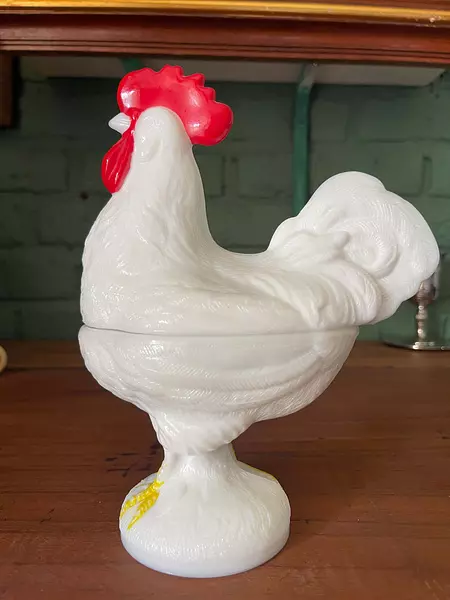 Gallo De Vidrio De Leche 1950