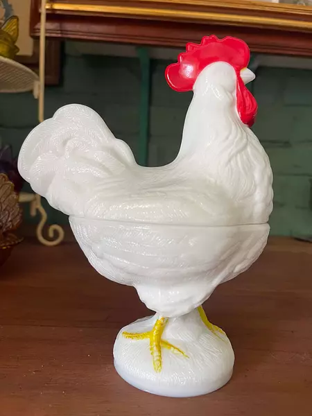 Gallo De Vidrio De Leche 1950