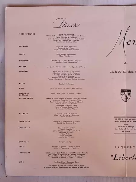 Carta Crucero Francés 1959 Compagnie Générale Transatlantiqu