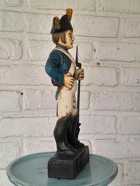 Figura Tallada En Madera De Soldado Francés 1970