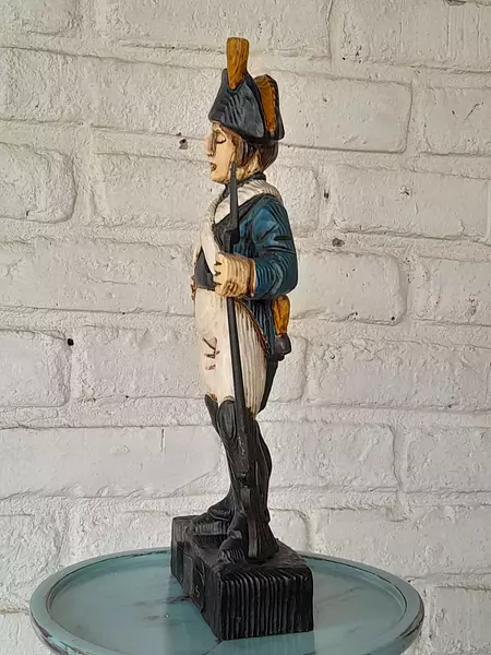 Figura Tallada En Madera De Soldado Francés 1970