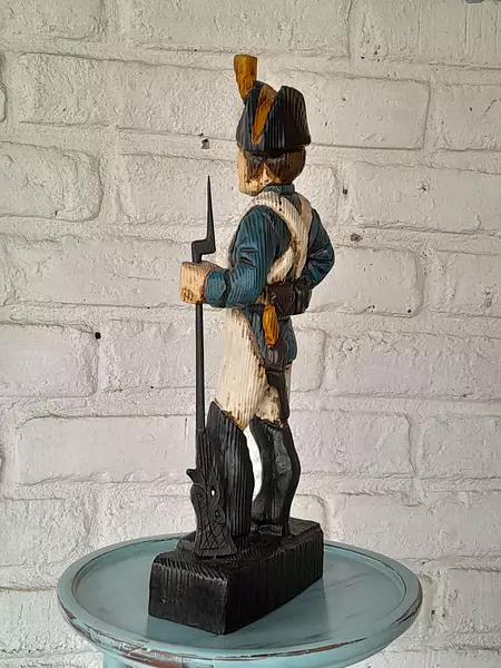 Figura Tallada En Madera De Soldado Francés 1970