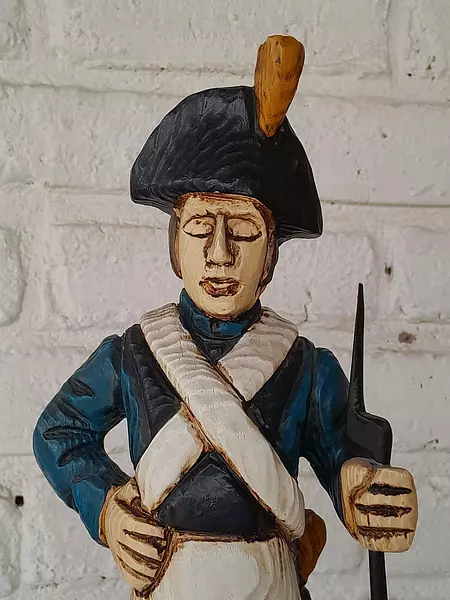 Figura Tallada En Madera De Soldado Francés 1970