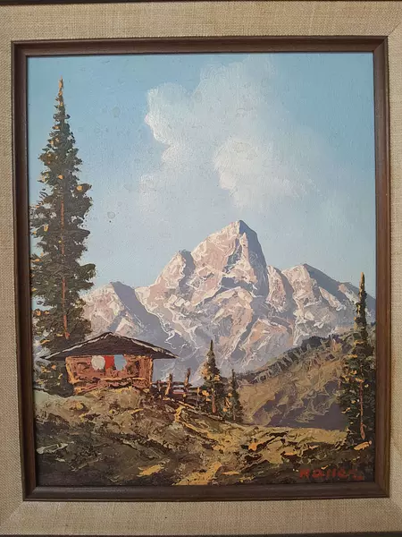 Oleo Original "Mountain Scene" 1950 Firmado Por Peter Haller