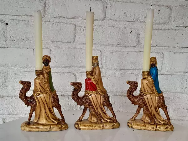 Candelabros 3 Reyes Magos Sobre Camellos