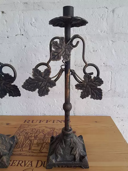 Candelabros De Viñedo X 2 Enredadera Hojas De Parra 1980