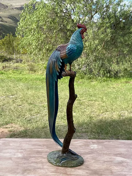 Escultura Gallo Onagadori Cola Larga - Japón 1952