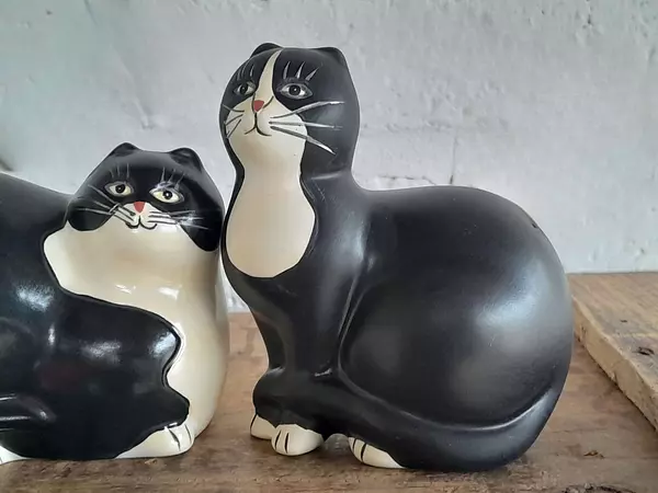 Pareja De Gatos De Porcelana - Saleros