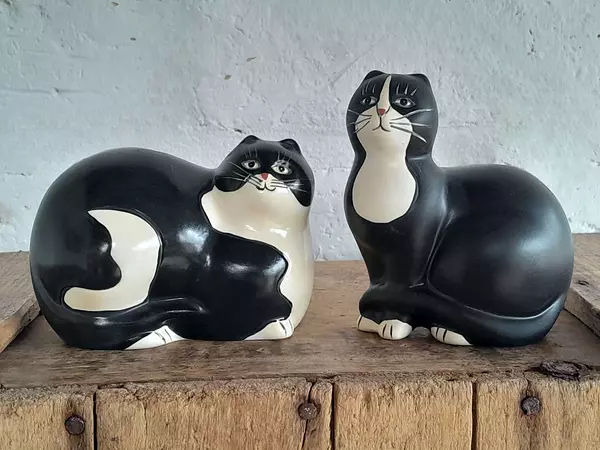 Pareja De Gatos De Porcelana - Saleros