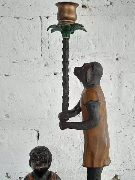 Candelabros De Monos En Bronce 1920