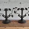 Pareja De Candelabros De Bronce Antiguo