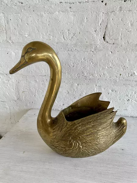 Figura Recipiente De Cisne En Bronce