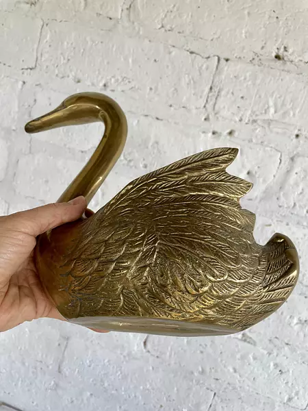 Figura Recipiente De Cisne En Bronce