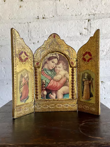 Tríptico Italiano Virgen De La Silla 1980