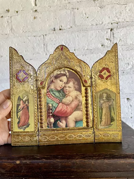 Tríptico Italiano Virgen De La Silla 1980