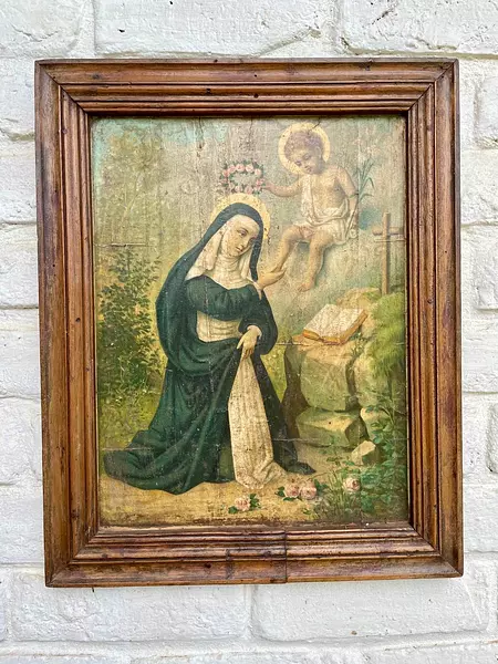 Santa Rosa De Lima Cuadro Rústico - Colombia 1950