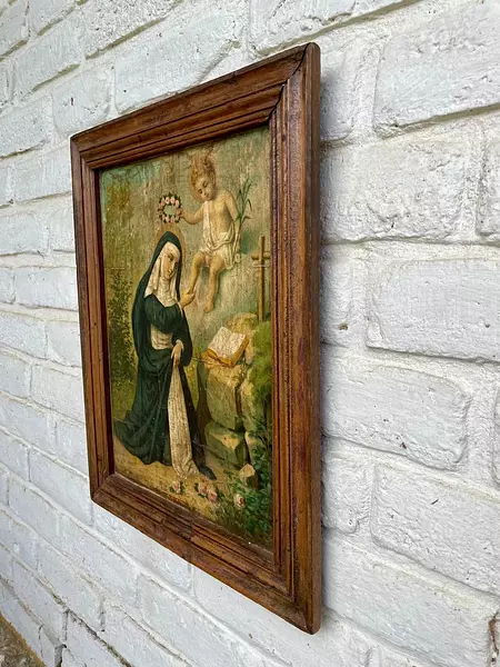 Santa Rosa De Lima Cuadro Rústico - Colombia 1950