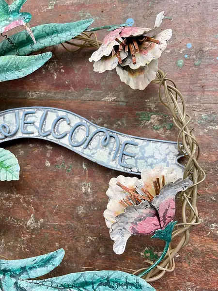 Bienvenido Con Colibrí Y Flores