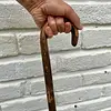 Bastón De Madera Con Mango Curvado