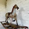 Caballo Balancín Tallado Madera Con Ruedas - Inglaterra 1900