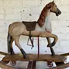 Caballo Balancín Tallado Madera Con Ruedas - Inglaterra 1900
