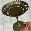 Plato De Bronce Festoneado Con Pedestal - India 1980