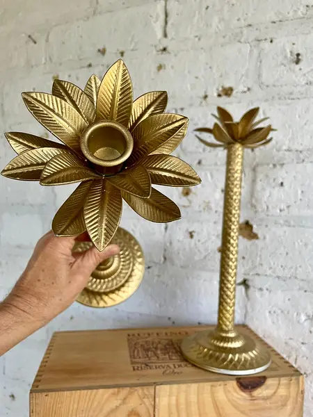 Pareja De Candelabros Con Forma De Palmera - 1980