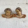 Pareja De Ángeles Tallados En Madera - Austria 1900