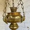 Lámpara De Iglesia En Bronce Con Ángeles - España 1900