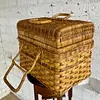 Canasta Vintage De Picnic En Ratán Estilo Francés