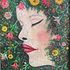 Oleo Original Sobre Madera Cabeza Flores