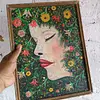 Oleo Original Sobre Madera Cabeza Flores