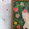Oleo Original Sobre Madera Cabeza Flores