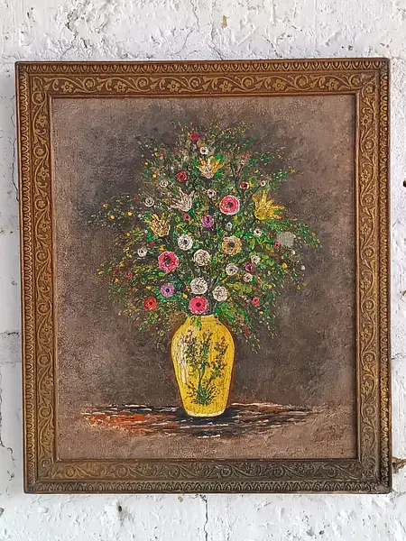 Oleo Original Flores Sobre Madera