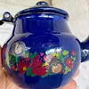 Tetera Mini Esmaltada Con Diseño De Flores - Colombia 1960