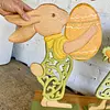 Pareja Conejos En Madera Calada Y Pintados A Mano