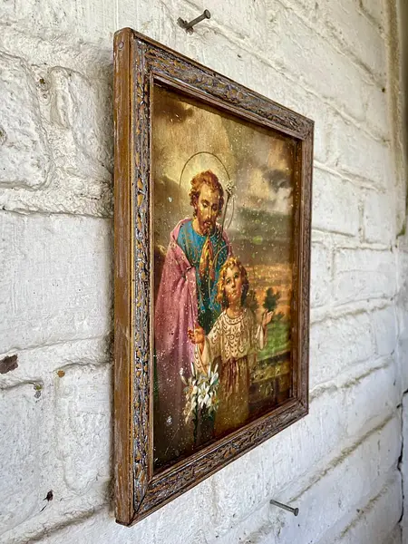 Cuadro San José Y Jesús En Lámina Metálica