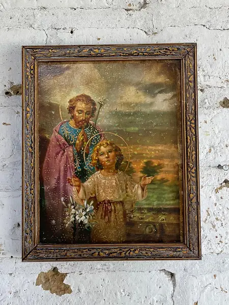 Cuadro San José Y Jesús En Lámina Metálica