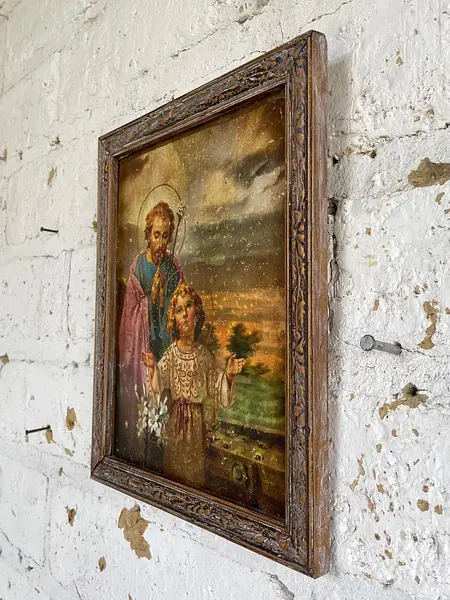 Cuadro San José Y Jesús En Lámina Metálica