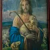 Jesús El Buen Pastor Cuadro Rústico - Colombia 1950