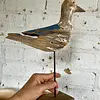 Gaviota Sobre Pedestal Y Acabado Azul Envejecido