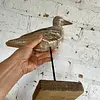 Gaviota Sobre Pedestal Y Acabado Azul Envejecido