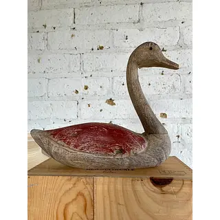 Pato De Madera Rústico Grande Con Acabado Desgastado