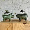 Candelabros X 2 Con Figuras De Cerdo - Indonesia 1990