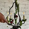 Lámpara De Araña Metálica Con Hojas Y Flores