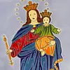 Imagen De María Auxiliadora En Una Baldosa Pintada A Mano