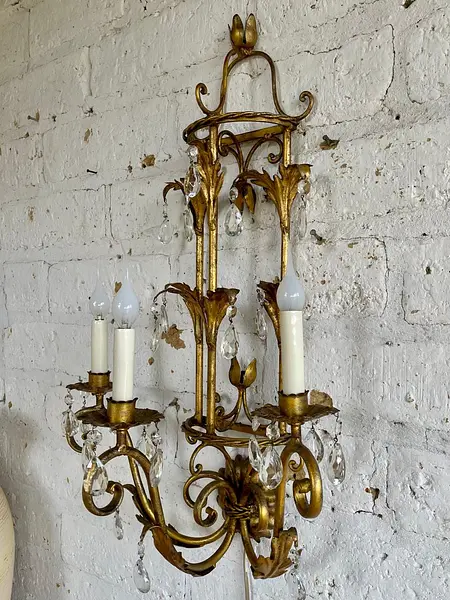 Lámpara Aplique De Pared 3 Luces - Italia 1970