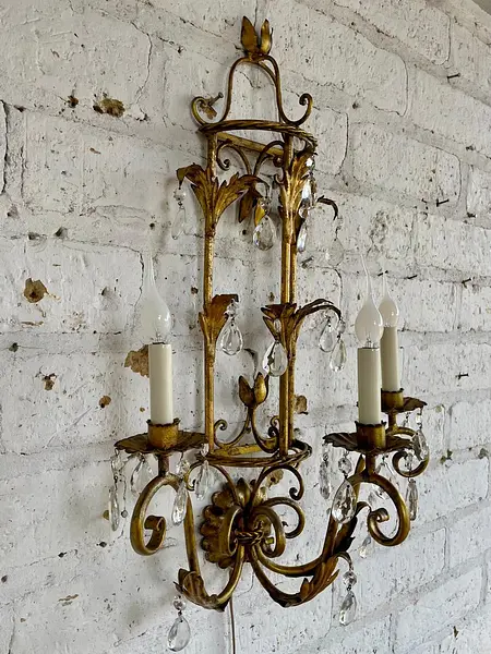 Lámpara Aplique De Pared 3 Luces - Italia 1970