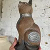 Gato Tallado En Madera - India 1990