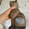 Gato Tallado En Madera - India 1990